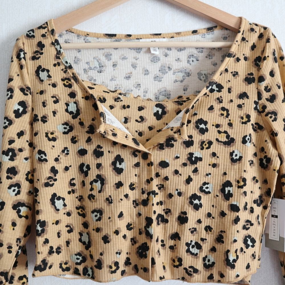 Nwt Nordstrom Bp. Cropped Rib Cardigan & Camisole leopard print - Picture 4 of 12